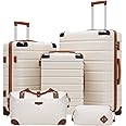 Coolife Luggage Set Suitcase 3 Piece Luggage Set Carry On Travel Luggage TSA Lock Spinner Wheels Aluminum Corner Protectors Hard Shell Lightweight Luggage Set