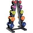 HolaHatha Neoprene Dumbbell Free Hand Weight Set with Rack, Ideal for Home Exercises to Gain Tone and Definition