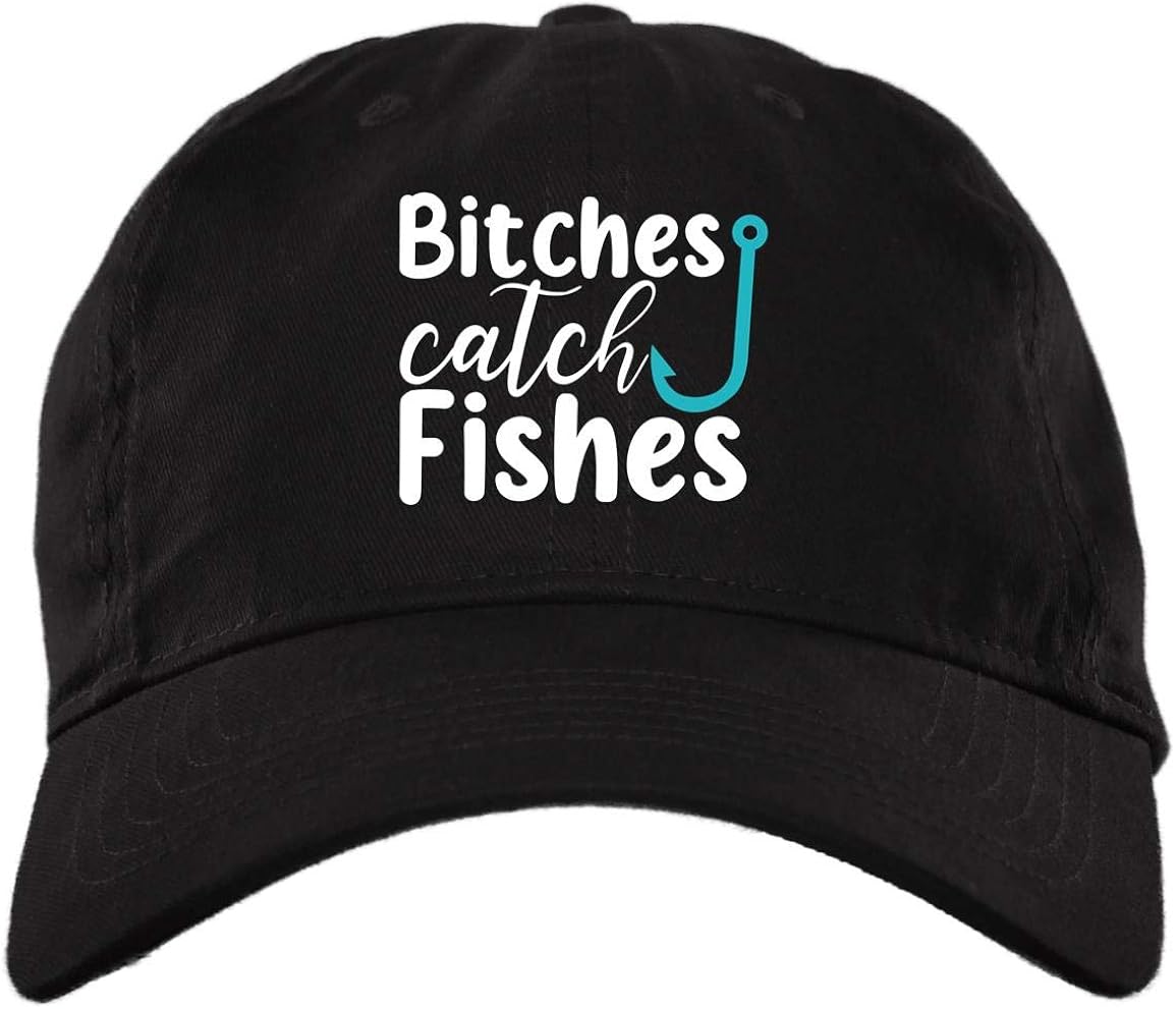 es Catch Fishes Twill Cap High Profile Snapback Hat Funny Fishing