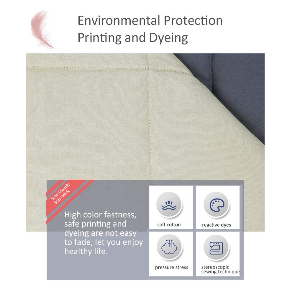 36x48 5lbs Hypoallergenic Poly Pellets Washable 100 Cotton Material And Sleep Better Light Grey Hiseeme Weighted Blanket For Kids Autism Anxiety