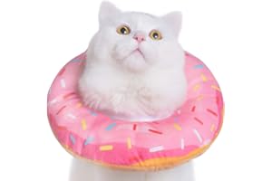 Woiworco Adjustable Cat Recovery Collar, Cute Cat Donut Collar, Soft Cone Collars for Cat, Cat Cones to Stop Licking Wound Healing Protective Cone After Surgery Elizabethan Collars for Pets(M, Pink)