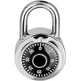 Combination Lock, LQYN Dial Combination Padlock, Pack of 1; Black | 2 In. Wide Combo Lock with Preset 3-Digit Code, for School, Gym &amp; Locker, Toolbox, Gate