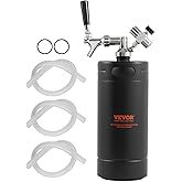 VEVOR Beer Growler Tap System, 128Oz 4L Mini Keg, 304 Stainless Steel Pressurized Keg With Pressure Display, CO2 Regulator Fa