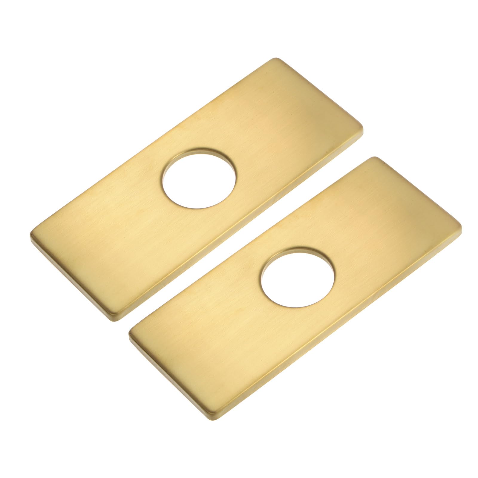 uxcell 2pcs 6 Inch Hole Cover Deck Plate Escutcheon, Stainless Steel Sink Cover Plate for Bathroom or Kitchen Sink Faucet, Rectangle(Brushed Gold)