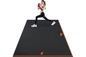 ANNGROWY Large Workout Mat 6'x2' & 6'x4' - Home Gym Flooring for Weightlifting, Jump Rope, MMA, Yoga, Cardio, Stretch, Plyo, HIIT - Shoe-Friendly