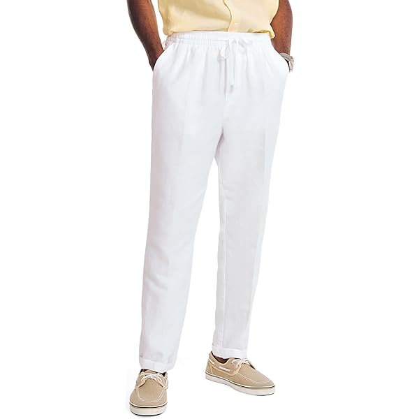 Nautica Miami Vice x Double Pleated Linen Pant, Sail White, 34Wx32L at  Amazon Men's Clothing store