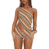 Wuitrie Summer Two Piece Sets for Women 2025 Sexy Slanted Shoulder Backless Tops Shorts Beach Vacation Clothes