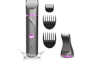 AREYZIN Pubic Hair Trimmer Women Bikini Trimmer Electric Shaver Razor for Bikini Armpit Legs Groin Hair Removal Body Hair Trimmer, Rechargeable Waterproof for Wet and Dry Use，Gray&Purple