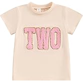 BULINGNA Kids Toddler Baby Girl Birthday T-Shirt Summer Short Sleeve Numbers Embroidery Tee Tops Birthday Outfit Gift 1-6T