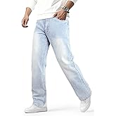 Heyfanee Mens Jeans Relaxed Fit Stretch Denim Jeans for Men Straight Leg Comfort