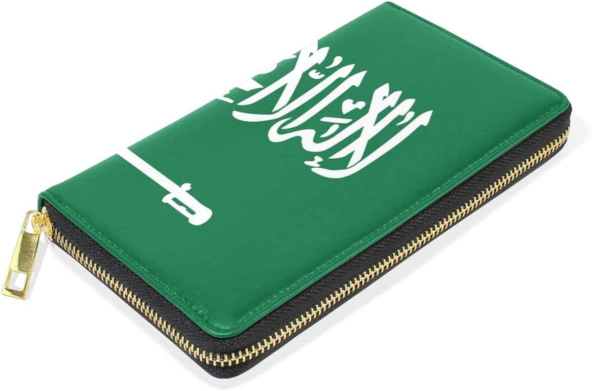 Slim Minimalist Leather Wallets For Women Men Saudi Arabia Flag at