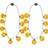 FUTUREPLUSX Halloween Necklace, 2PCS Pumpkin Light Up Necklace Flashing Decorations for Halloween Party Favor and Costume Supplies