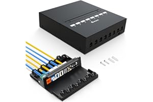 Enmane 8 Port Blank Keystone Patch Panel Shielded Compatible with LC/SC/ST/FC/USB/HDMI Keystone Jack for Desk Mount Home Ethernet Termination Box