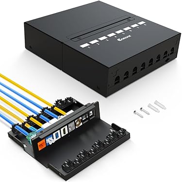 Patch Panel 6 Port Keystone Network Blank Patch Panel UTP/STP Compatible With LC/SC/ST/FC/USB/HDMI Keystone Jack For Desk Mount Home Ethernet Termination Box (1U 6 Port