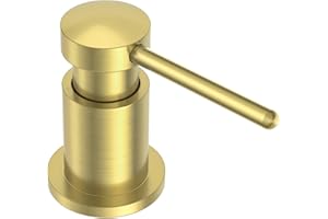 Lava Odoro Gold Soap Dispenser for Kitchen Sink, Modern Brass Built in Countertop Pump Dispenser with 18 Oz Refillable Bottle, Kitchen Soap and Lotion Dispenser Spot-Free, Brushed Gold, KSD-21