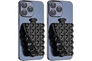 ZZGX Upgrade 2PCS Silicone Suction Cup Phone Case Mount Holder, Phone Accessory Holder Non Slip Phone Suction Cup Mat for Mirror Bathroom Home Kitchen (Black, Double Sided)