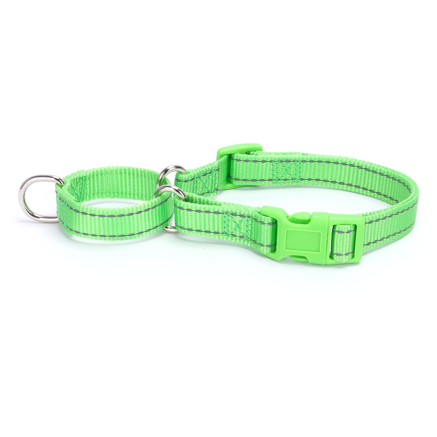 haoyueer Reflective Nylon Martingale Collar, Heavy Duty Nylon Escape-proof Martingale Dog Collar for Large Breeds Boy and Girl Dogs - Walking Training Daily Use (M, Green)