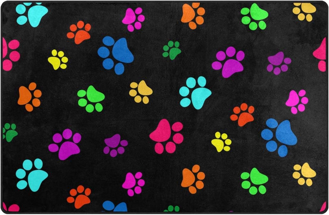 AKIOG Modern Area Rug Animal Dog Cat Paw Print Large Living Room Carpets Non-Slip Pad Floor Mats Area Rugs for Kids Room Home Decor (5'x3.2')