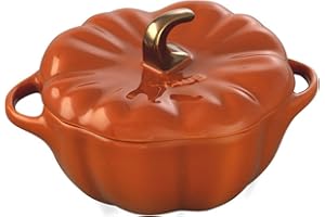 STAUB Ceramique 0.5-Quart Ceramic Pumpkin Cocotte 0.5 L, Small, Made in France, Orange