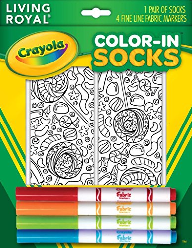 Kid's Crayola Color-In Socks - Includes 1 Pair Of Socks And 4 Fabric Markers - Candy Design