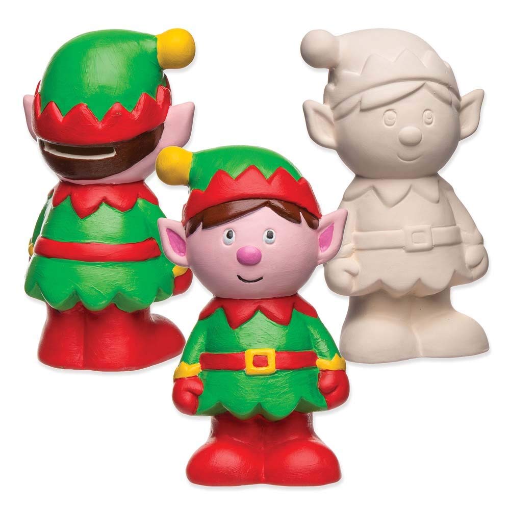 Baker Ross Christmas Elf Ceramic Coin Banks Decorations, for Christmas Porcelain Craft Activity for Kids and Adults (Pack of 2)
