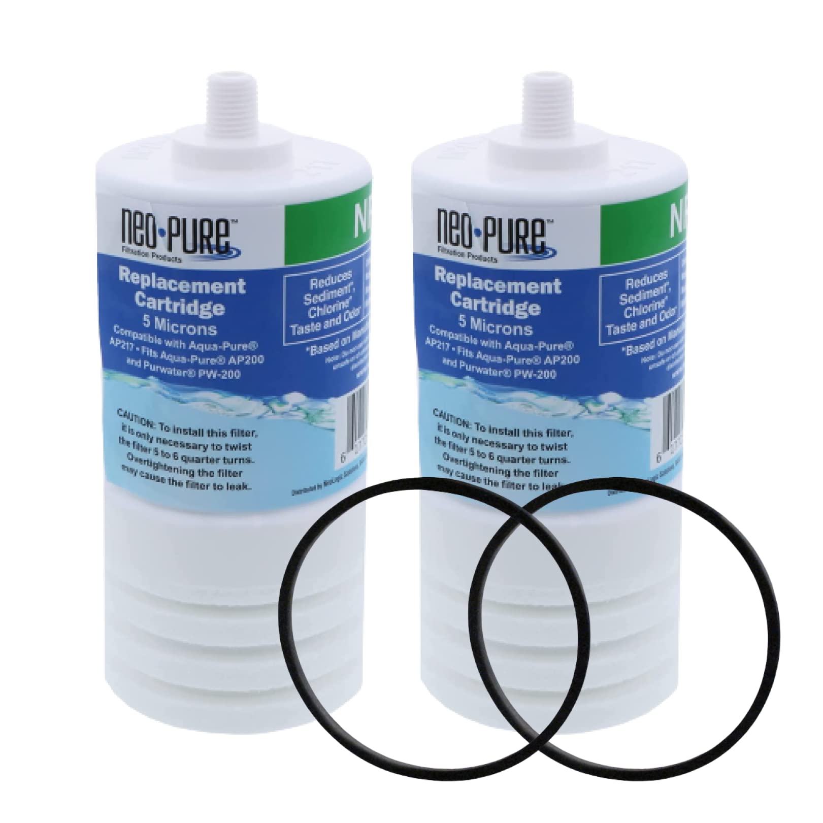 Photo 1 of Neo-Pure NP217 Water Filter Compatible With Aqua-Pure™ AP217 / AP200 Filters, including Carbon Replacement Cartridges and Replacement Square cut O-rings. (2pack)