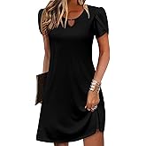 Zeagoo Women's Casual A-Line Dresses with Pockets Summer Floral Tshirt Dress Short Sleeve Mini Dress Flowy Sundresses