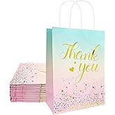 OFIHANLY 24Pcs Small Thank You Gift Bags with Handles Party Favor Goodie Paper Bags Bulk for Kids Birthday, Baby Shower, Wedding, Bridal Shower