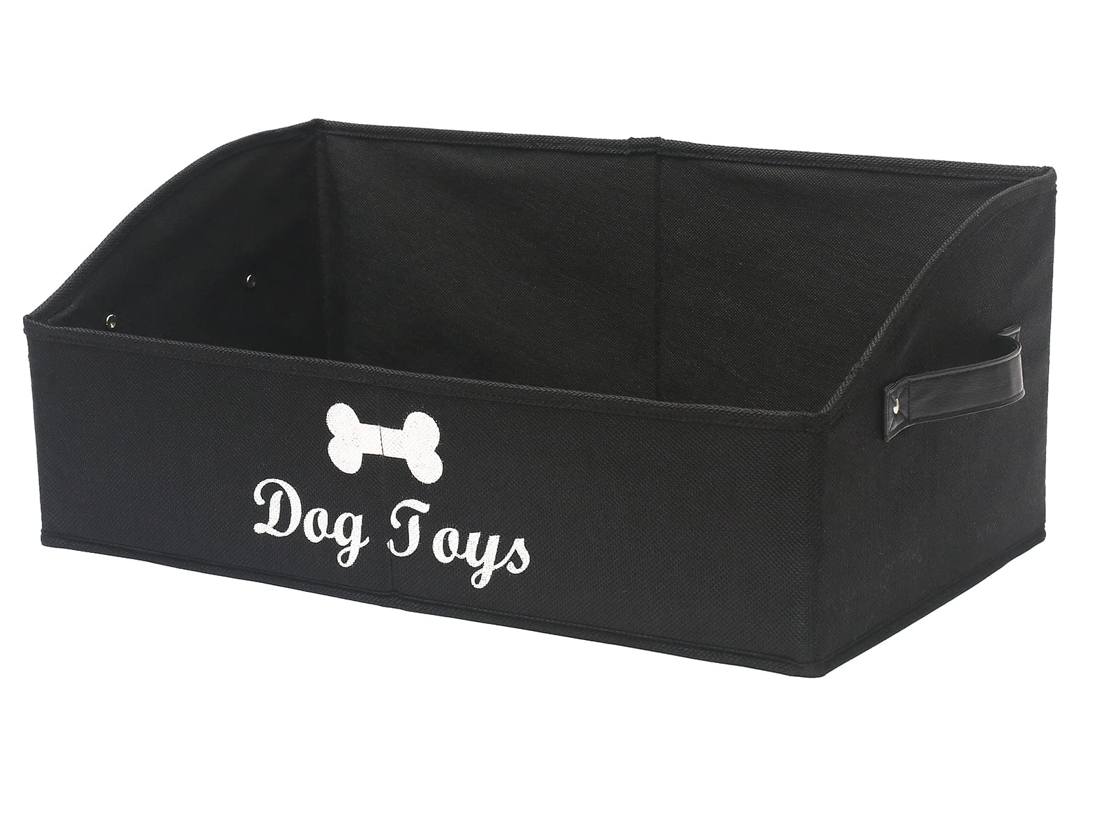 Geyecete Large dog toy bin dog toy box storage box - Foldable Fabric Trapezoid Organizer Boxes with Handle, Collapsible Basket for Dog Toys(Black-DOG) — image 1