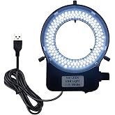 USB LED Ring Light Illuminator, 144 64 LED White Adjustable Lamp for Industry Monocular Binocular Trinocular Stereo Video Lens Microscope &amp; Camera (USB 144 LEDs)&hellip;
