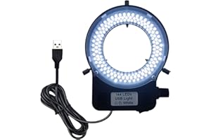 USB LED Ring Light Illuminator, 144 64 LED White Adjustable Lamp for Industry Monocular Binocular Trinocular Stereo Video Len