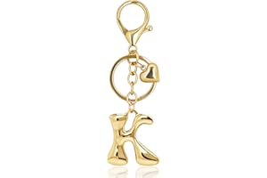BydGxy Gold Bubble Heart, Cherry, Bow & More Designs Letter Initial Keychain Bag Charms – Cute Purse Charms for Handbags