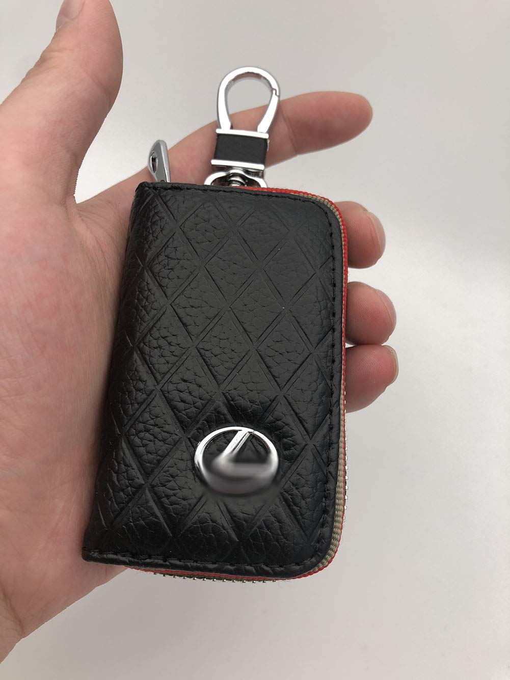 Black DEFTEN The New Premium Leather Car Key Chain Coin Holder Zipper