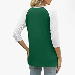 3/4 Length Sleeve Womens Tops Cotton Dressy V Neck