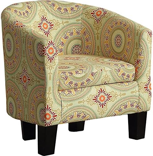 Florinio Floral Medallion Barrel Chair, Contemporary Accent Chair