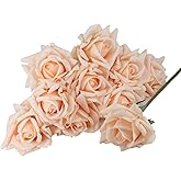 YJPPHDG Cream Roses 10pcs Fake Roses -Realistic Wedding Flowers- Perfect Home Decor Bouquet for Party Home Office Christmas Decor - Champagne Roses