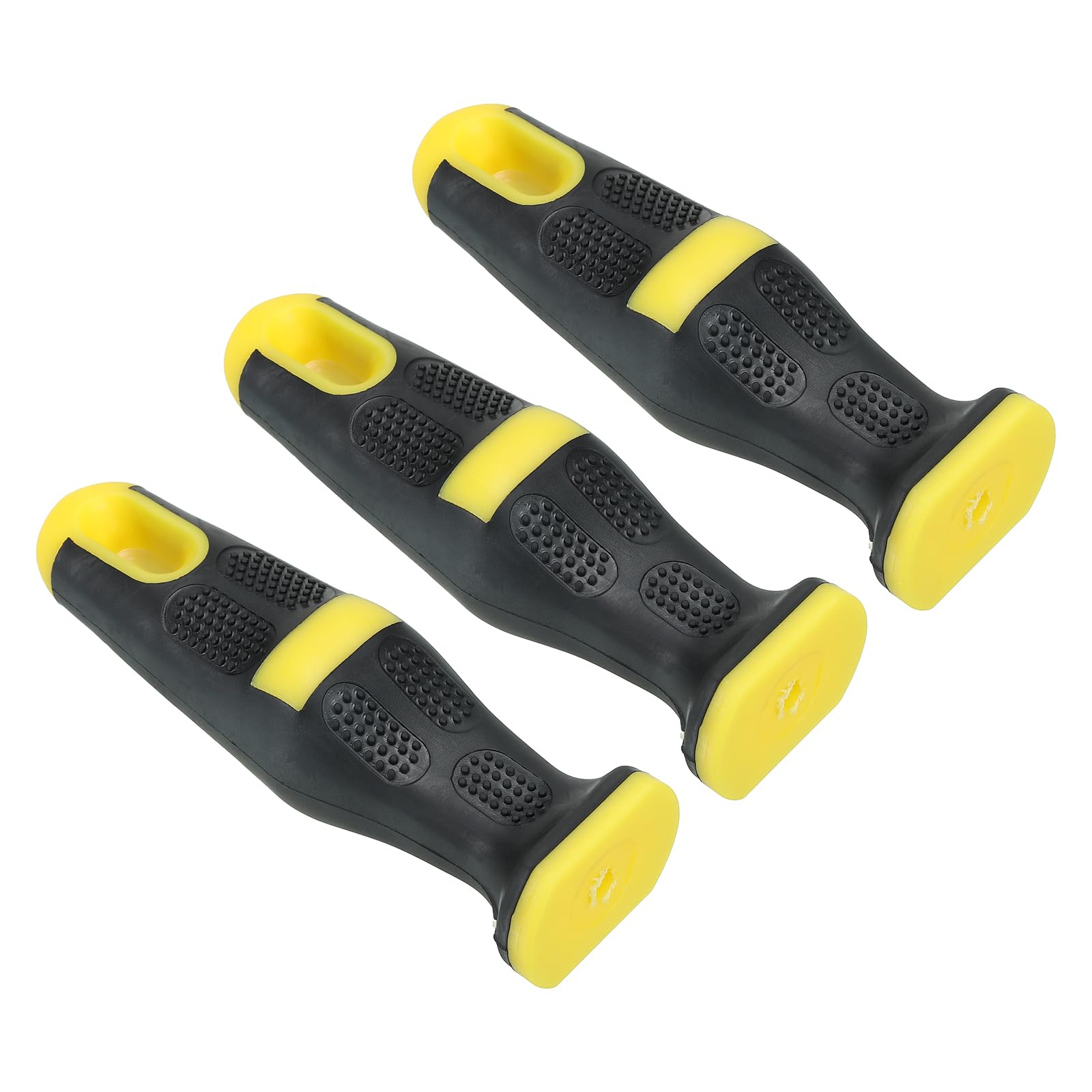 PATIKIL 4.5 Inch Plastic File Handle, 3 Pack File Cutting Tool File Handle Replacement Accessories for 0.22" Diameter File, Black Yellow