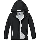 Slwosdlds Boys Girls Waterproof Rain Jacket Lightweight soft lining Kids Windbreaker Hooded Coat Easy to Fold