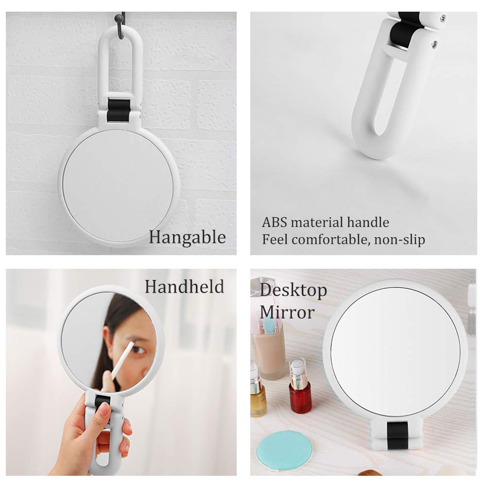 15x Magnifying Handheld Mirror,Travel Folding Hand Held Mirror,Double Sided Pedestal Makeup Mirror with 1/15x Magnification: Beauty
