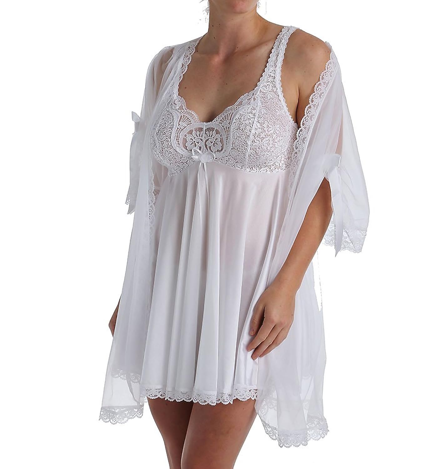 3Piece Peignoir Babydoll Set Plus Size, 4X, White Apparel Accessories