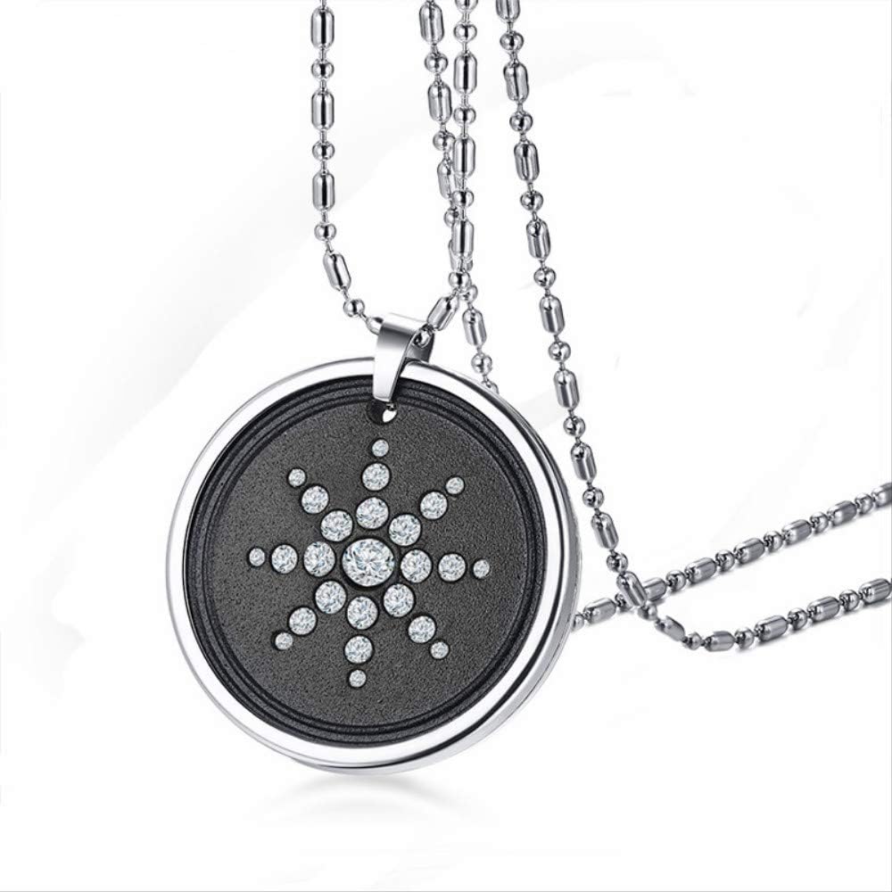 Stainless Steel Round Crystal Volcanic Lava Round Bio Scalar Energy Quantum Pendant Necklace