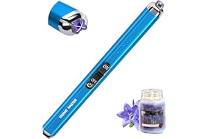TRONIC MASTER Electric Candle Lighter Rechargeable Lighters - Dual Arc Plasma Lighter Windproof & Flameless with Double Safety Switch (Sapphire Blue)