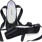 WENDYWU Professional Ballet Pointe Shoe for Kids Girl and Ladies Pink PU Soled Ballet Pointe Dance Shoes with Toe Pads