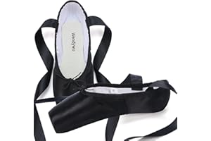 WENDYWU Professional Ballet Pointe Shoe for Kids Girl and Ladies Pink PU Soled Ballet Pointe Dance Shoes with Toe Pads