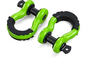 ORCISH 2PK D Ring Shackle, 42,000lb Break Strength, D Ring Shackles 3/4 inch with Black Isolator Washer and 7/8" Screw Pin, Tow Shackles, Soft Shackle Kit for Off-Road Jeep Truck Vehicle Recovery