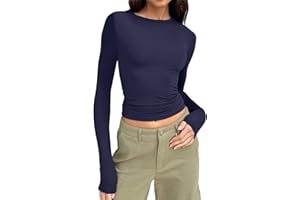 Ollysqiar Womens Tops,Women's Long Sleeve Henley T Shirt Button Down Slim Fit Tops Scoop Neck Tunic Ribbed Knit Shirts Blouse