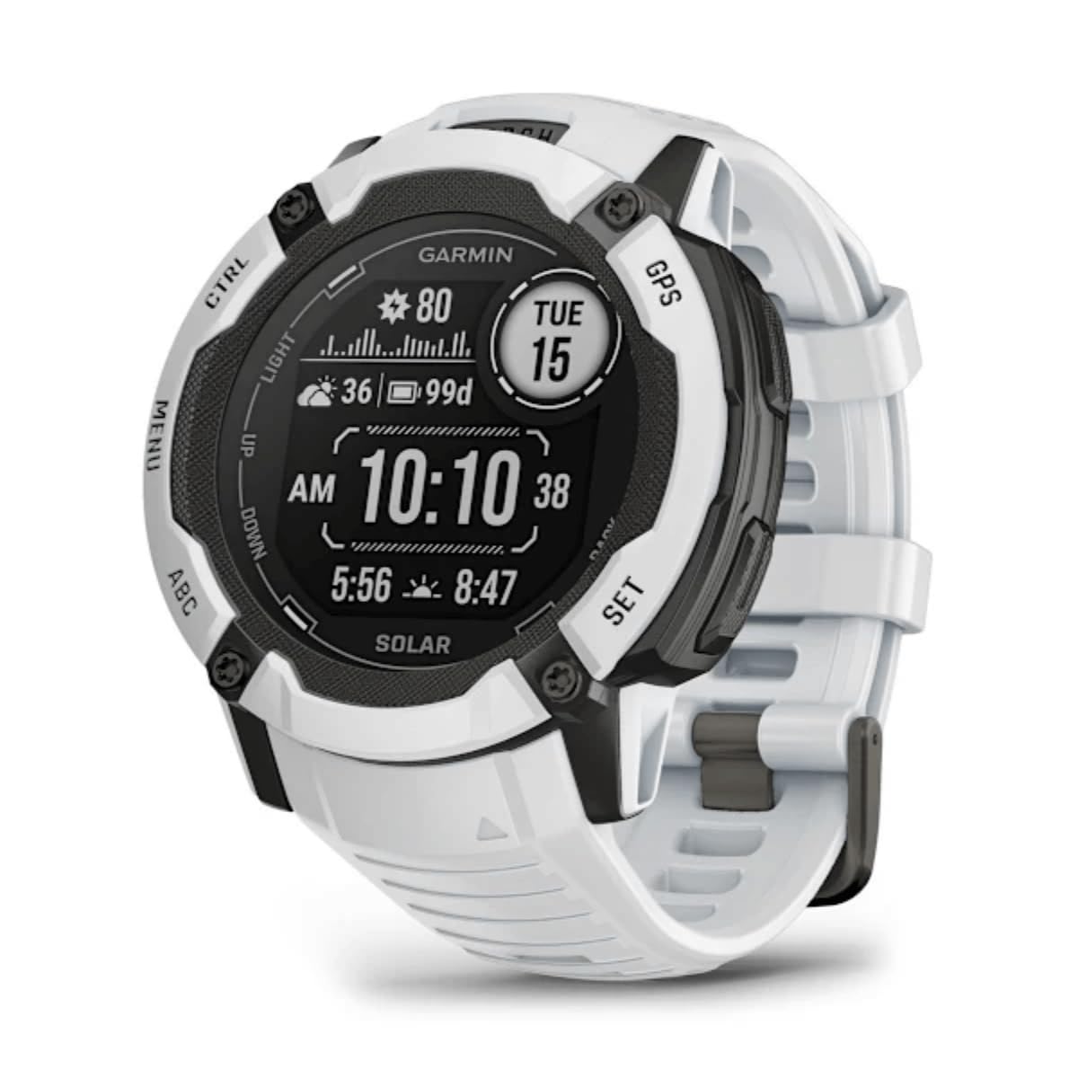 Garmin Instinct 2X SOLAR GPS 50mm Smartwatch, Larger Rugged watch, Built-in Sports Apps & Health Monitoring, Solar Charging and Ultratough Design Features, up to 40 days Battery Life, Whitestone