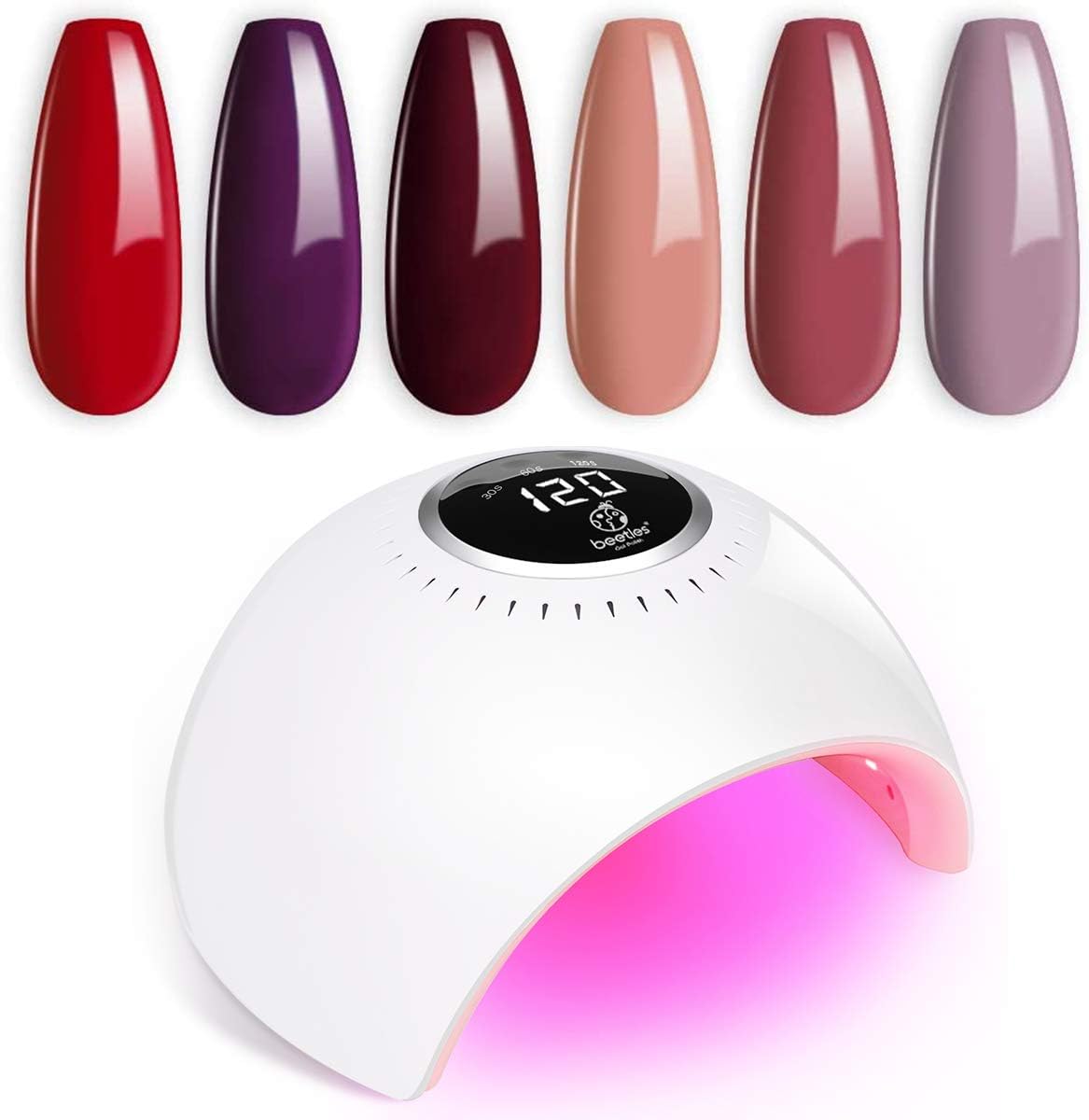 Beetles Burgundy Red Gel Nail Polish Set with 84W U V LED