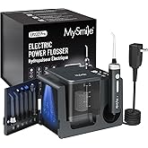 MySmile LP233 Pro Countertop Water flosser w/UVC Light, Display &amp; Heater | 800ML Electric Power Flosser for Sensitive Teeth &amp; Family, 3 Modes 10 Pressure Settings Water Jet Dental Picks, Graphite Grey