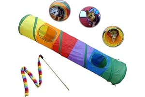 PetLike Cat Tunnel for Indoor Cats Collapsible Pop-up Pet Tube Peek Hole Hideaway Play Toys for Cats with Ball